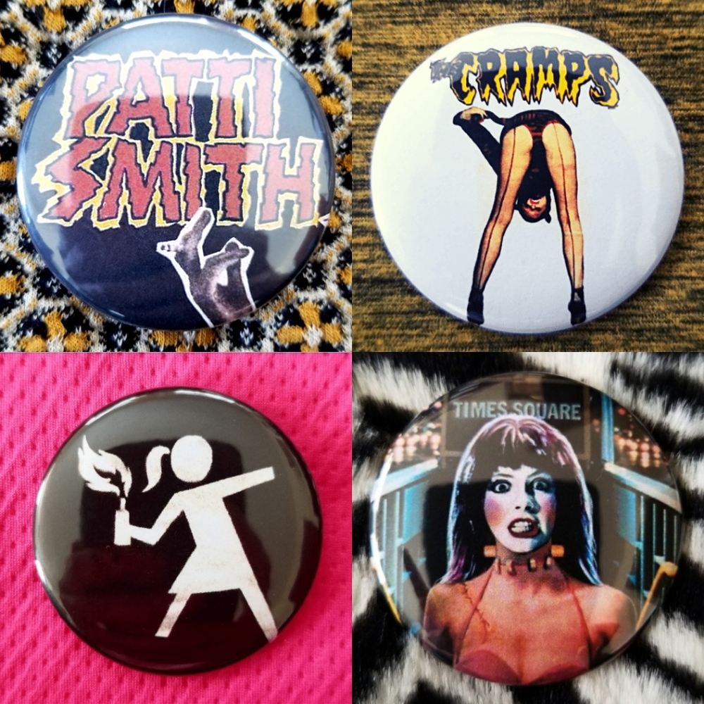 Riot girl rocker set of 4 2.25 inch pins buttons badges